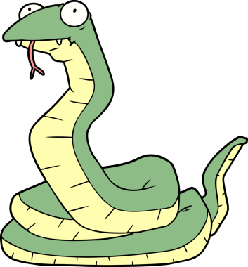 Bir insan tarafından çizilmiş çizgi film yılanı.