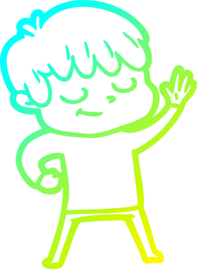 Bir çizgi film karakteri çizen soğuk çizgi bir insan tarafından çizilmiş mutlu çocuk.