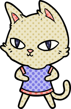 Bir insan tarafından çizilmiş çizgi film kedisi.