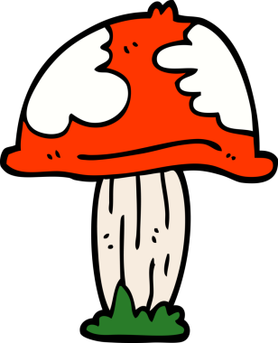 Bir insan tarafından çizilmiş zehirli zehirli mantar çizimi.