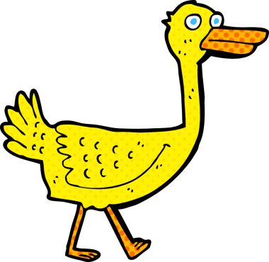 Bir insan tarafından çizilmiş çizgi film kuşu.