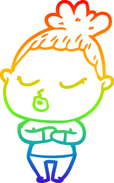 Gökkuşağı gradyan çizgi çizimi bir insan tarafından çizilmiş sakin bir kadın