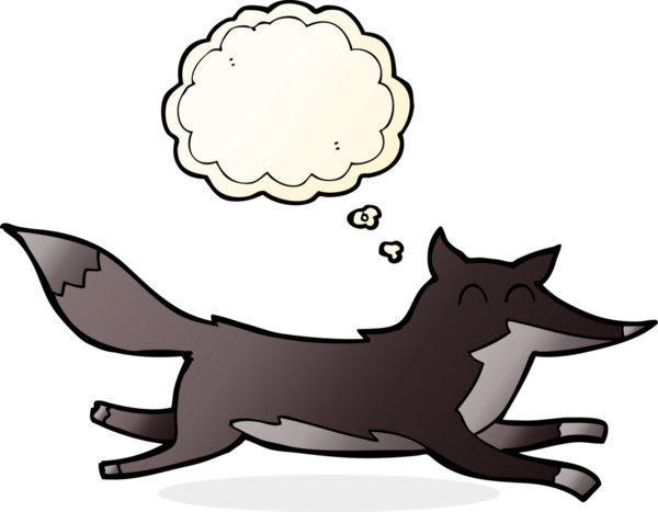 Bir insan tarafından çizilmiş düşünce kabarcığı olan bir çizgi film kurdu.