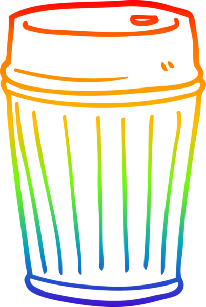 gökkuşağı gradyan çizgi çizimi bir insan tarafından çizilmiş bir kahve fincanı