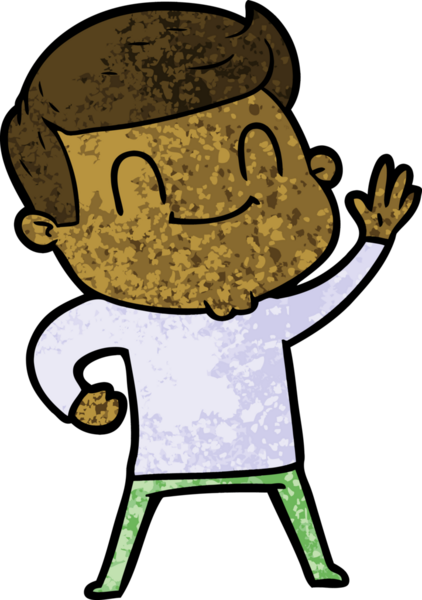 Bir insan tarafından çizilmiş çizgi film dostu bir adam.