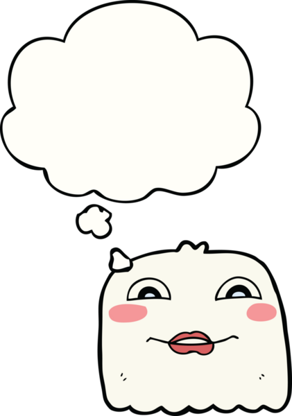 Bir insan tarafından çizilmiş düşünce balonlu çizgi film hayaleti.