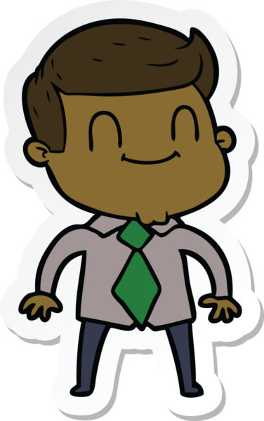 Bir insan tarafından çizilmiş, karikatür dostu bir adamın çıkartması.