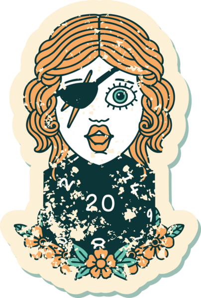 Bir insan tarafından çizilmiş doğal yirmi zarlı bir dolandırıcının grunge etiketi.