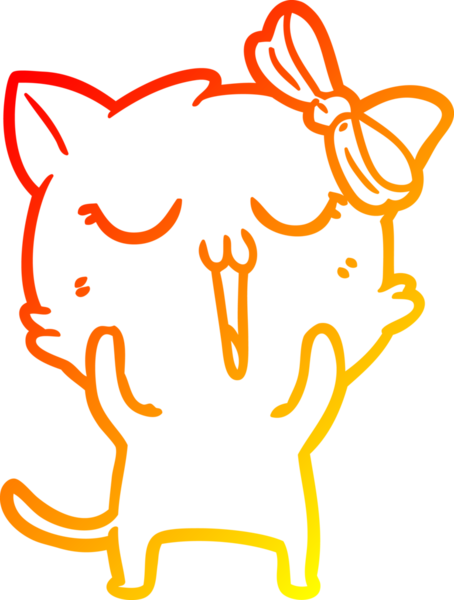 Bir insan tarafından çizilmiş çizgi film kedisinin sıcak çizgi çizimi