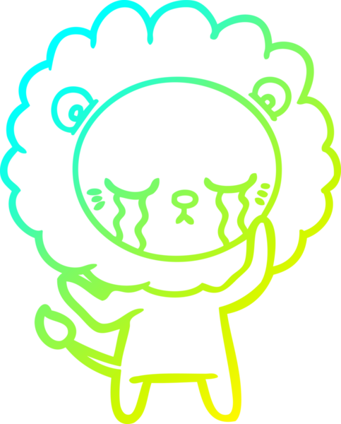 Bir insan tarafından çizilmiş ağlayan bir aslanın soğuk gradyan çizgisi.