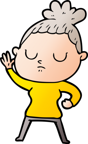 Bir insan tarafından çizilmiş sakin bir kadın çizgi filmi.