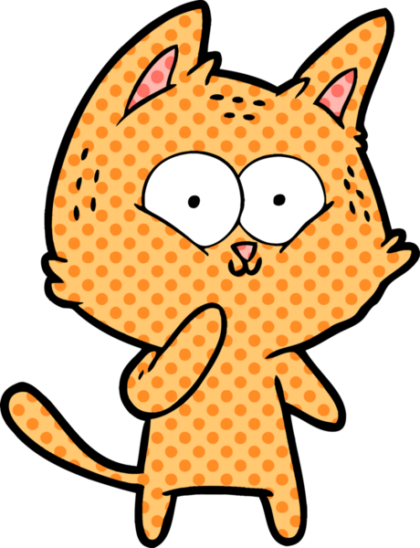 Bir insan tarafından çizilmiş bir çizgi film kedisi.