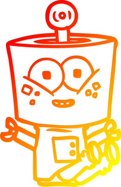 Bir insan tarafından çizilmiş mutlu bir çizgi robot çizimi