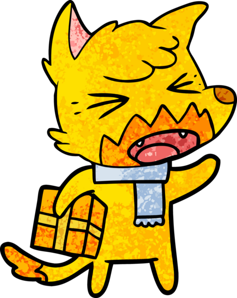 Bir insan tarafından çizilmiş tilki çizgi film karakteri.