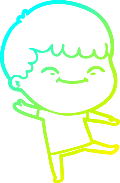 Bir çizgi film karakteri çizen soğuk çizgi bir insan tarafından çizilmiş mutlu çocuk.