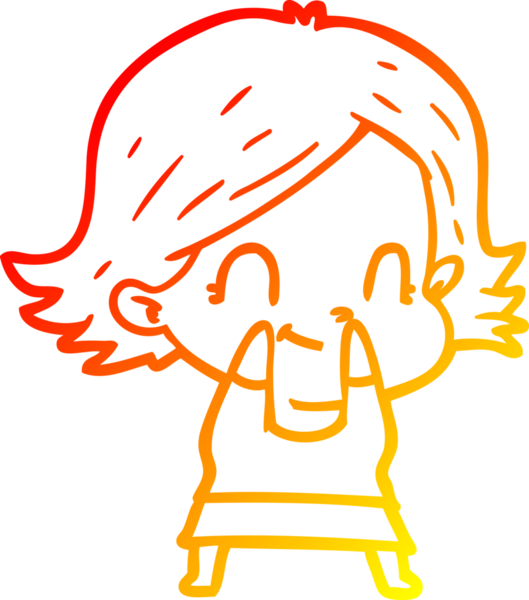 Bir insan tarafından çizilmiş, karikatür dostu bir kız çizimi.