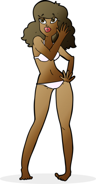 Bir insan tarafından çizilmiş bikinili güzel bir kadın.