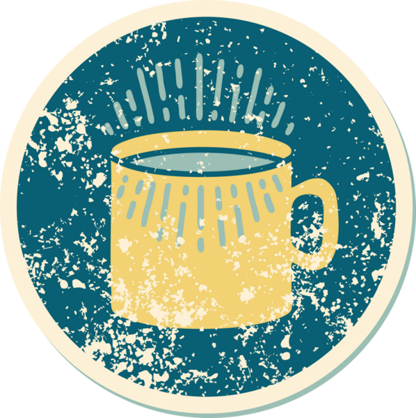 Bir insan tarafından çizilmiş kahvenin sembolik dövmeli görüntüsü.