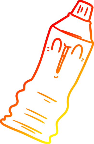 Bir insan tarafından çizilmiş bir diş macunu tüpünün sıcak gradyan çizimi