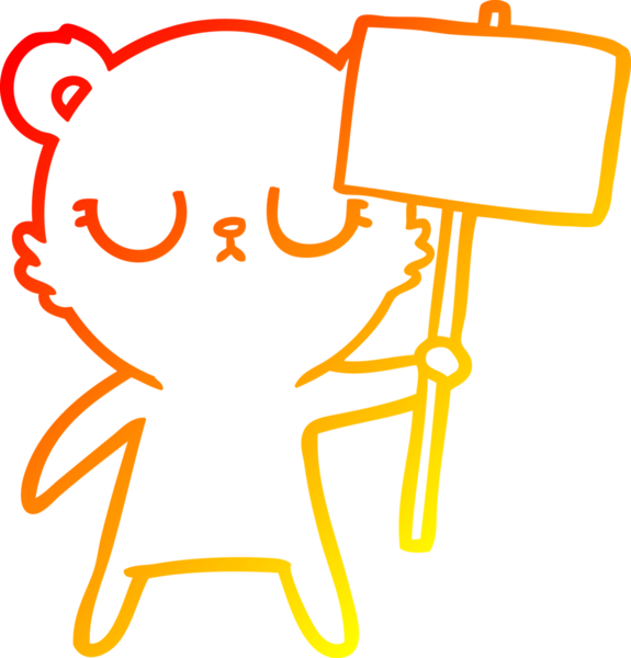 Barışçıl bir ayı yavrusunun sıcak gradyan çizgisi. Protesto işareti bir insan tarafından çizilmiş.