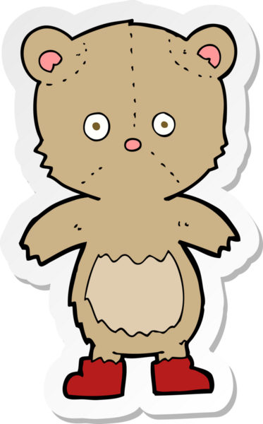 Bir insan tarafından çizilmiş oyuncak ayının çıkartması.