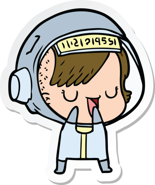 Bir insan tarafından çizilmiş astronot bir kadının çıkartması.