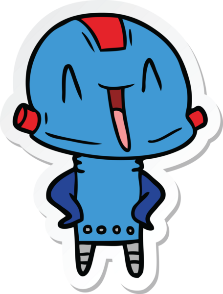 Bir insan tarafından çizilmiş robot karikatür çıkartması.