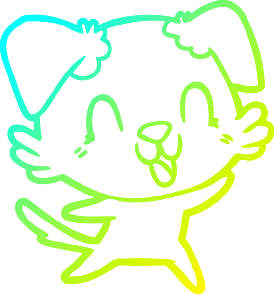 Bir insan tarafından çizilmiş gülen çizgi film köpeğinin soğuk çizgisi.