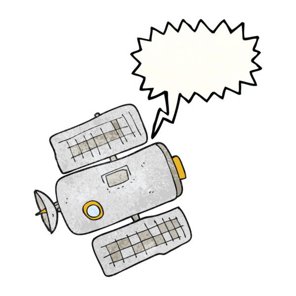 Bir insan tarafından çizilmiş serbest konuşma balonu desenli çizgi film uzay istasyonu