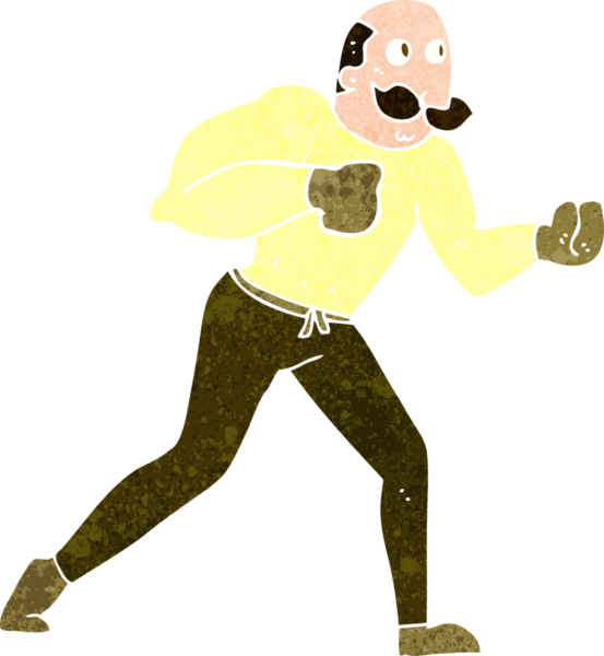 Bir insan tarafından çizilmiş retro boksör.