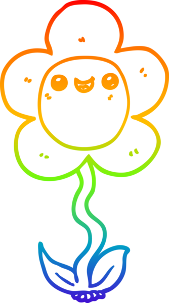 gökkuşağı gradyan çizimi bir insan tarafından çizilmiş bir karikatür çiçeği