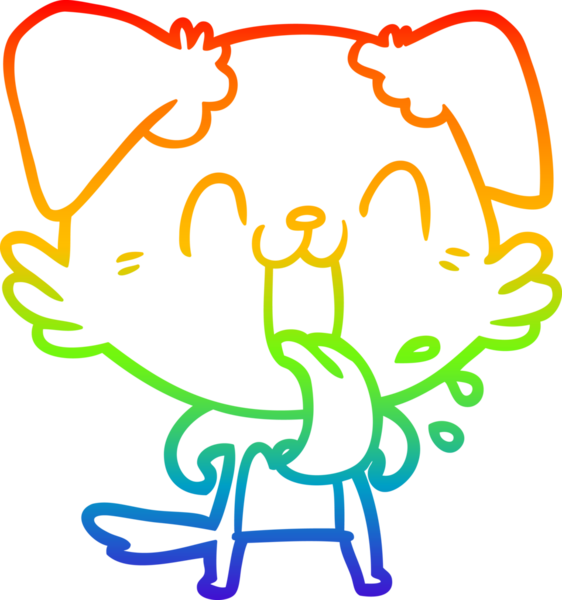 Gökkuşağı gradyan çizgi çizimi Bir insan tarafından çizilmiş nefes nefese bir köpek