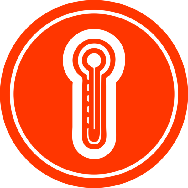 Bir insan tarafından çizilmiş cam termometre dairesel simgesi