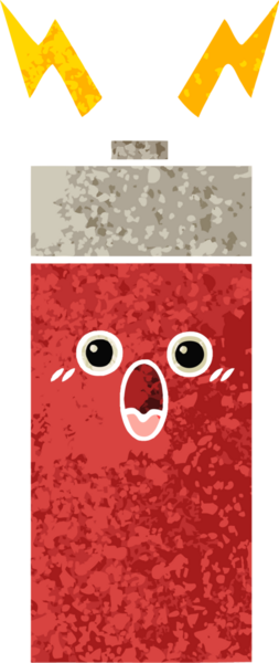 Bir insanın çizdiği pilin retro illüstrasyon tarzı karikatürü