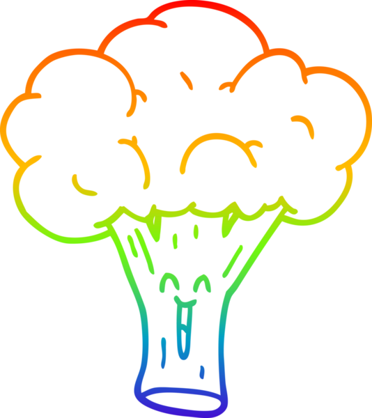 gökkuşağı gradyan çizgi çizimi bir insan tarafından çizilmiş bir brokoli