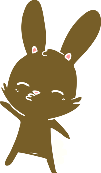 Bir insan tarafından çizilmiş tuhaf düz renkli tavşan.