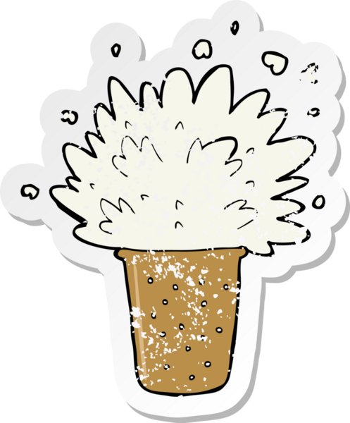 Bir insan tarafından çizilmiş köpüklü bira çizgi filminin gerilimli yapıştırması.