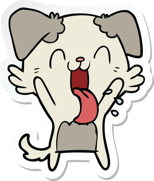 Bir insan tarafından çizilmiş nefes nefese kalmış bir köpeğin çıkartması.