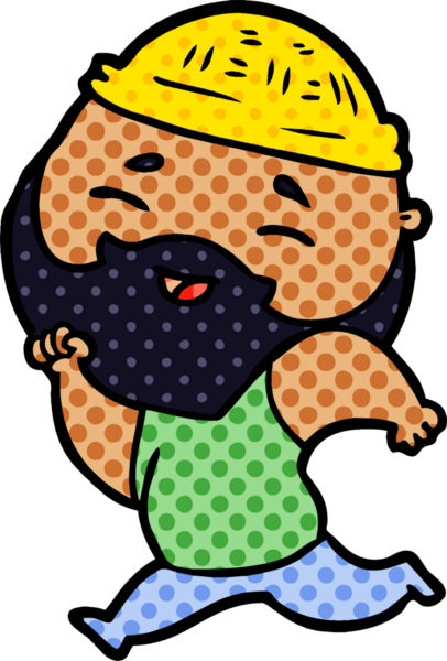 Bir insan tarafından çizilmiş mutlu sakallı bir adam.