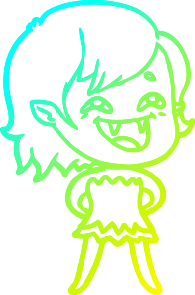 Bir insan tarafından çizilmiş gülen vampir kız çizgi filmi.