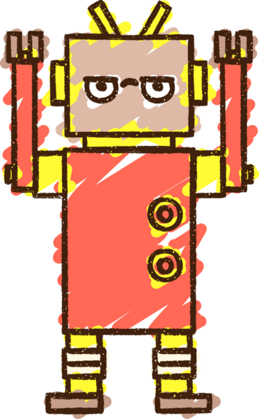 Bir insan tarafından çizilen robot tebeşiri.