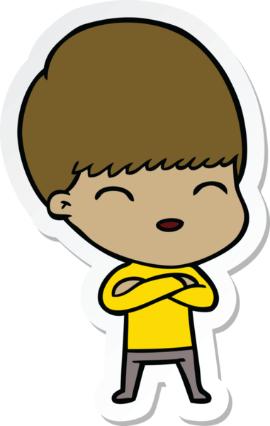 Bir insan tarafından çizilmiş mutlu bir çizgi film çocuğunun çıkartması.