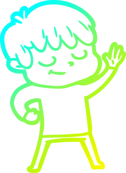 Bir çizgi film karakteri çizen soğuk çizgi bir insan tarafından çizilmiş mutlu çocuk.