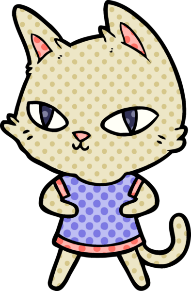 Bir insan tarafından çizilmiş çizgi film kedisi.