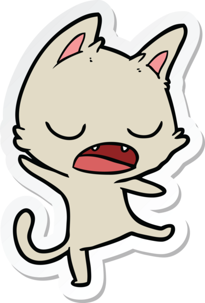 Bir insan tarafından çizilmiş konuşan kedi karikatürü.