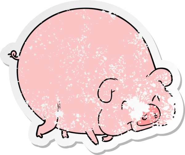 Bir insan tarafından çizilmiş bir domuzun sıkıntılı çıkartması.