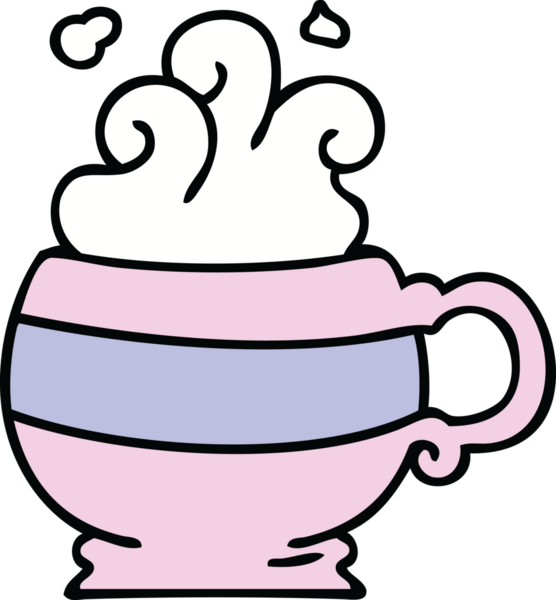 Bir insan tarafından çizilmiş garip bir çizgi film sıcak içeceği.