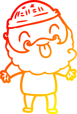 Sakallı bir adamın insan tarafından çizilmiş sıcak bir çizgi çizimi.