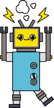 Bir insan tarafından çizilmiş arızalı bir robot çizimi.