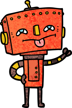 Bir insan tarafından çizilmiş çizgi film robotu